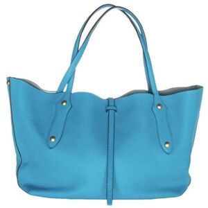 ANNABEL INGALL Large Blue Pebble Leather Isabella Curved Shoulder Tote Bag